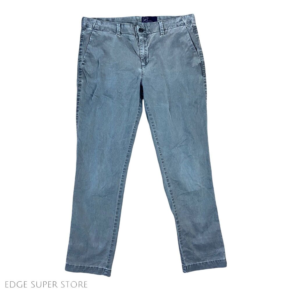 Gap Dark Gray Wash Distressed Belted Pocket Casual Straight Leg Pants Size 8